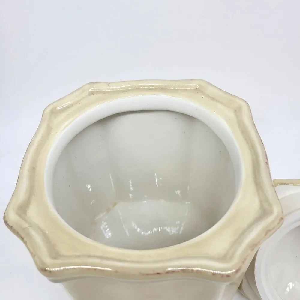 Artimino Fleur De Lis Canister Medium Cream Tuscan Kitchen Jar